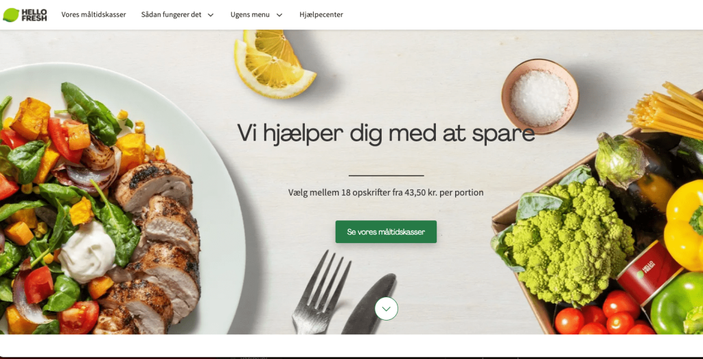 HelloFresh.dk forside