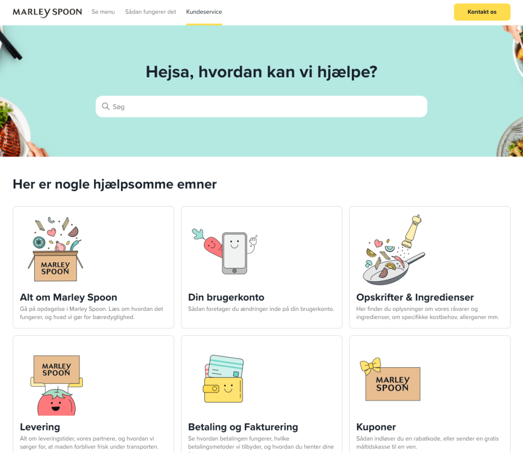 Hjælpecenter hos Marley Spoon