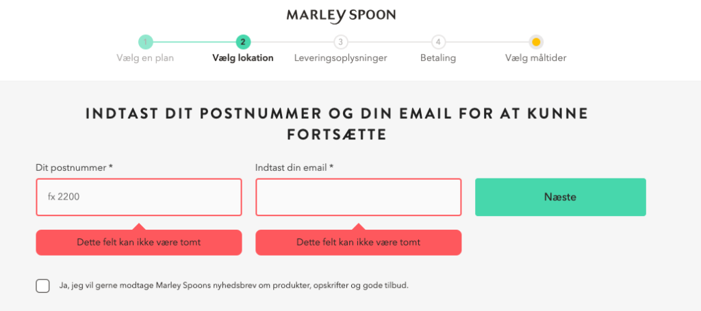 Marley Spoon leveringsområder