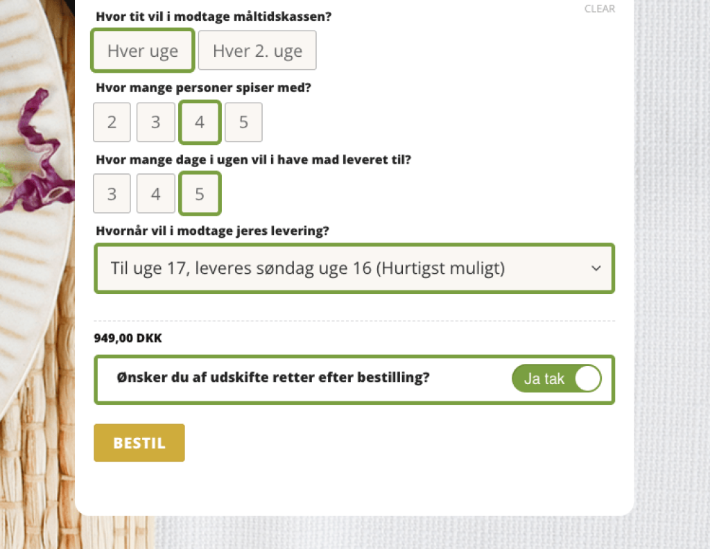 Bestilling hos Sundtakeaway